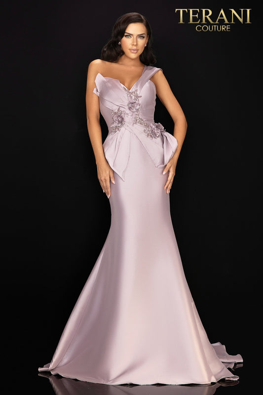 One Shoulder Mikado Mother Of Bride Gown With Unique Structure And Beading - 2011M2160