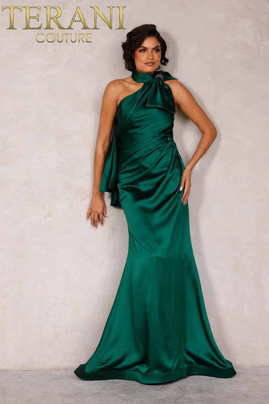 Emerald, Orange Long Charmeuse Prom Dress - 2112p4313