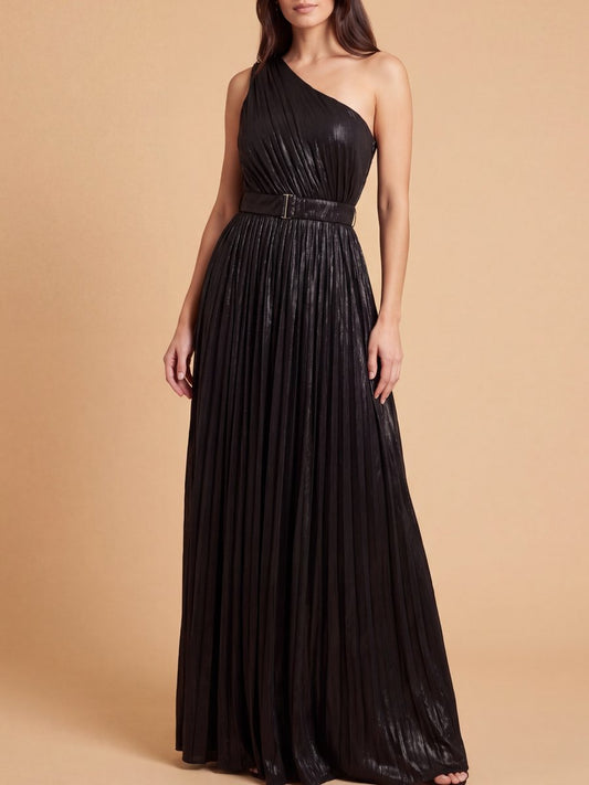 Vestido metálico de un solo hombro | 28844