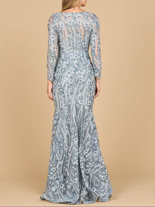 Vestido de corte sirena con manga larga | 28885