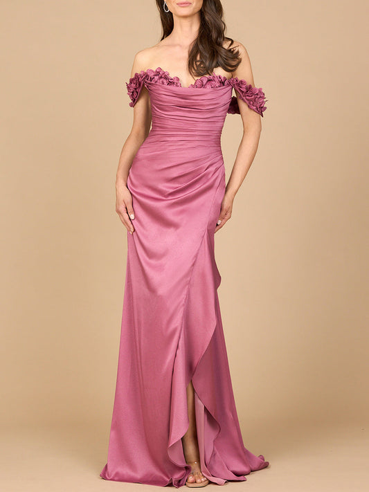 Vestido de crepé con hombros descubiertos | 28916
