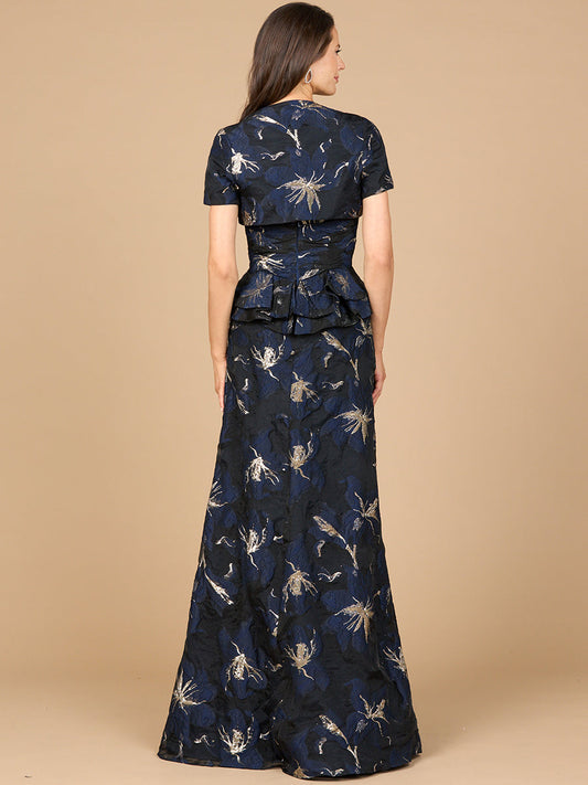 Strapless Brocade Gown with Bolero