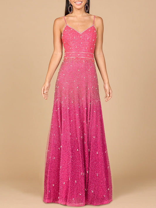 Ombre Beaded Gown - OUTLET