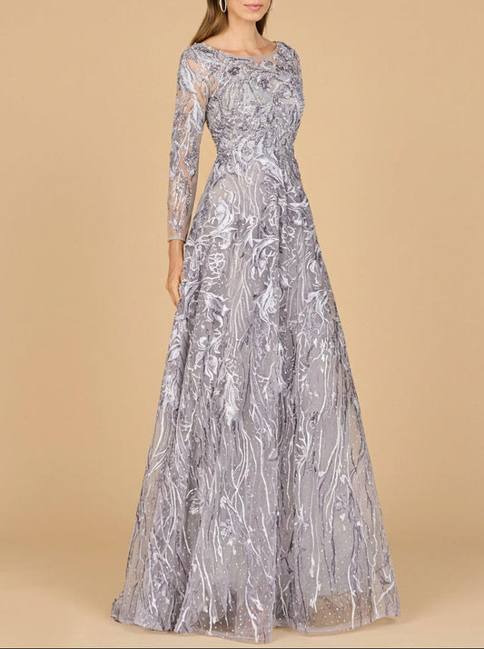 Long Sleeve Modest A-line Gown