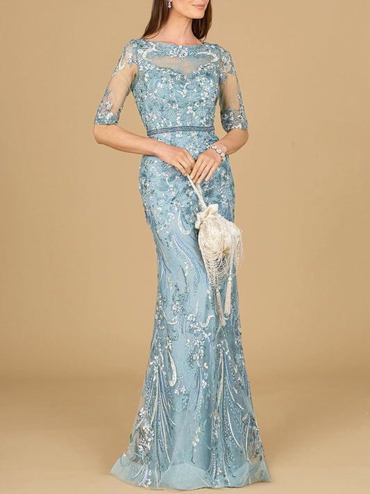 Vestido entallado de encaje de manga corta