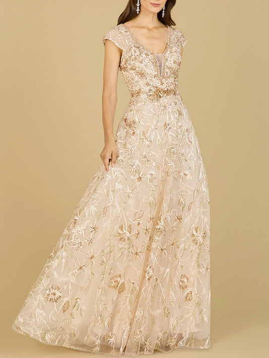 Lace Embellished A-Line Dress