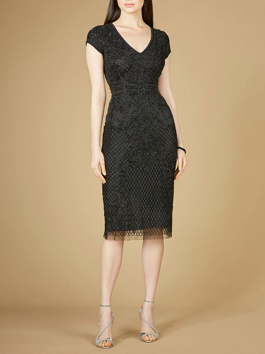 Vestido midi de manga casquillo - OUTLET