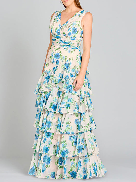 Vestido estampado con falda de volantes - OUTLET