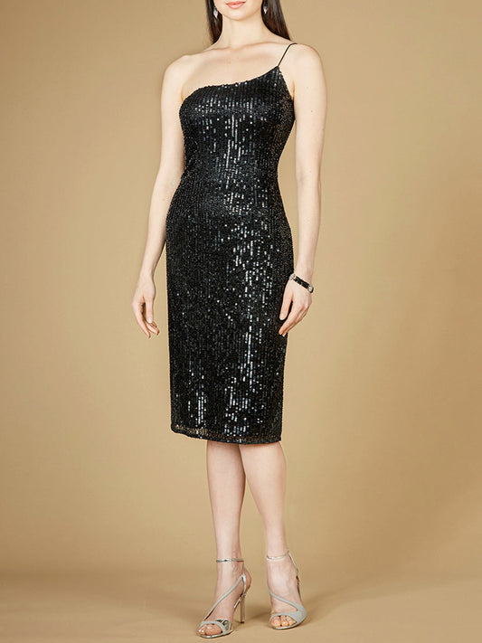 Vestido de cóctel midi con un hombro al descubierto - OUTLET