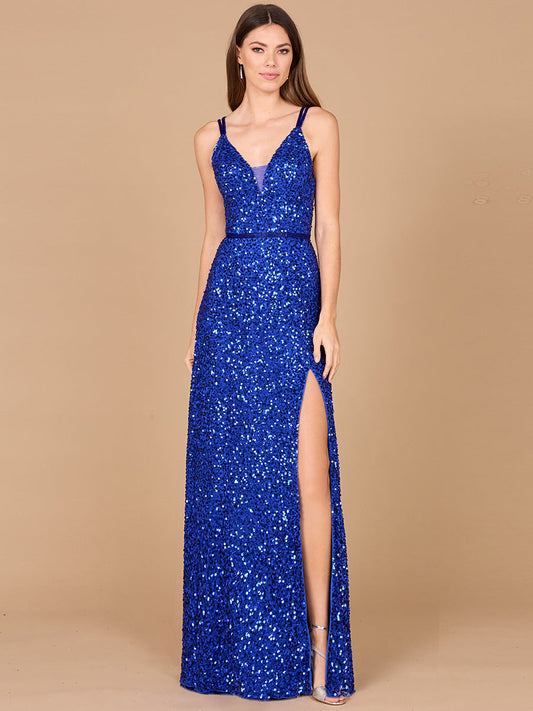 Beaded Prom Dress with High Slit
