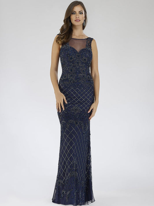 Lara 29538 - Vestido largo con escote ilusión