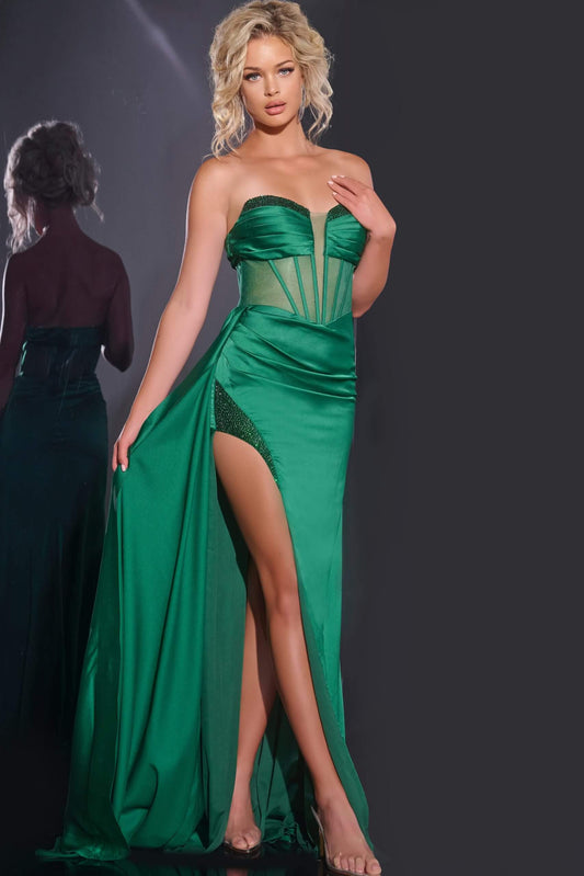 Beaded High Slit Corset Dress 43157