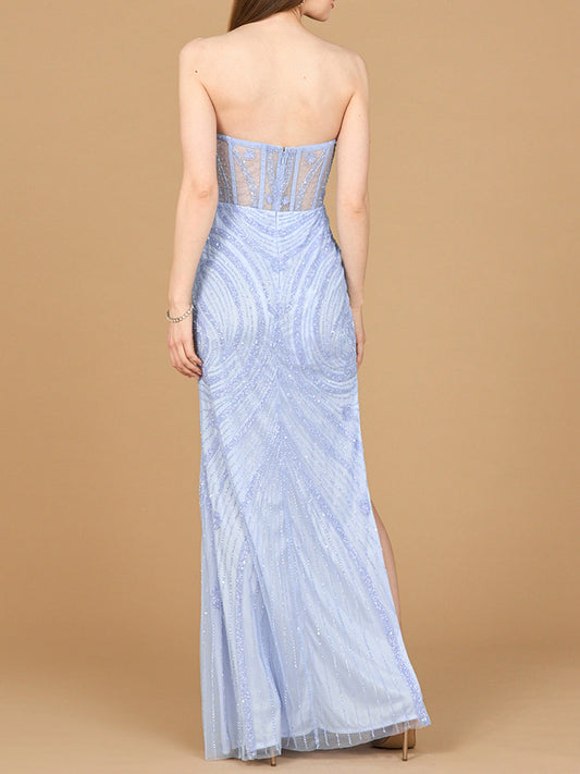 Beaded Corset Dress with Slit