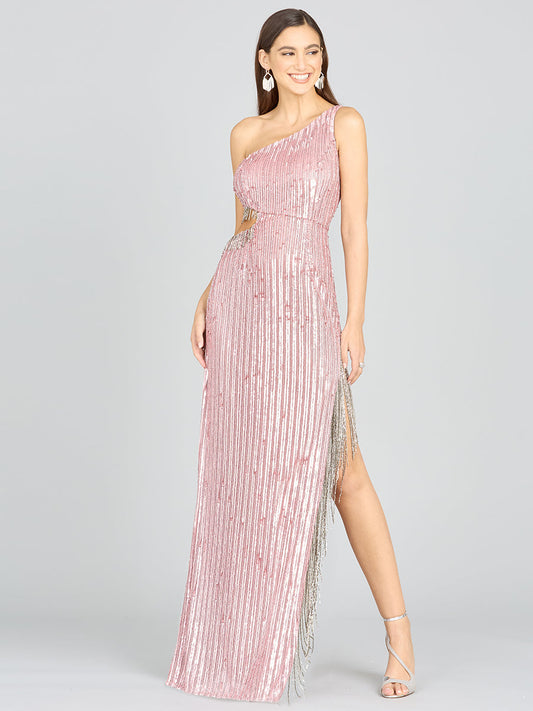 Wendy Beaded Fringe Gown
