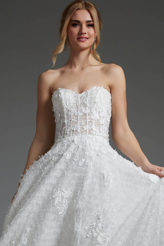 Off White A Line Embellished Wedding Gown JB07165