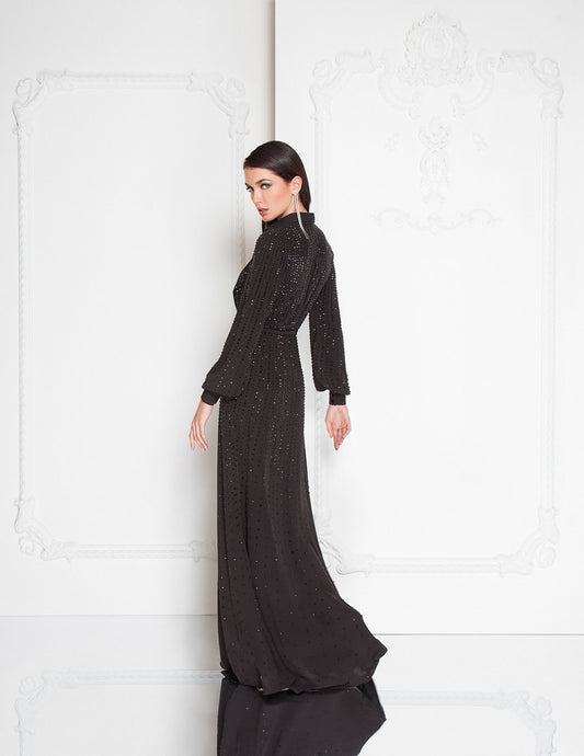 Tuxedo inspired blouse dress featuring full body crystal embellishments - 1812e6274