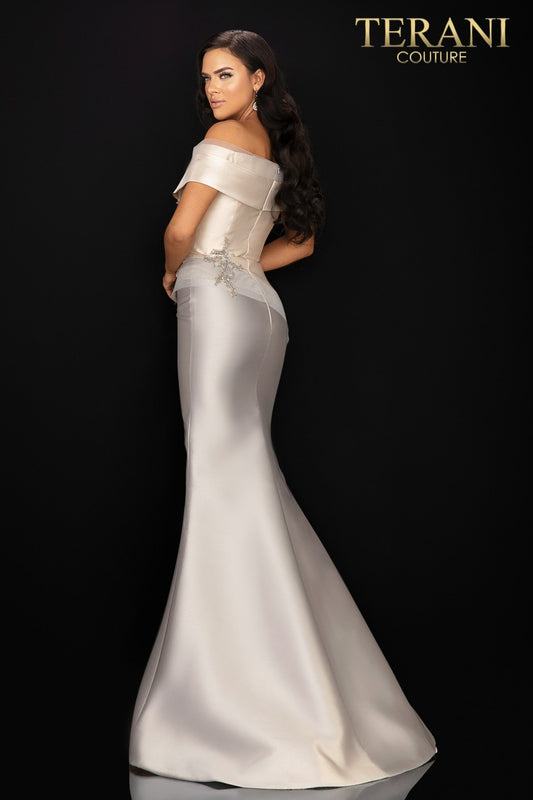 Two Tone Off Shoulder Mikado Mother Of Bride Gown - 2011M2159