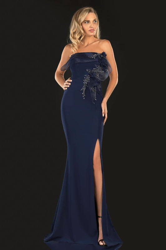 Evening Stretch Strapless Horsehair Trim - 2021E2818