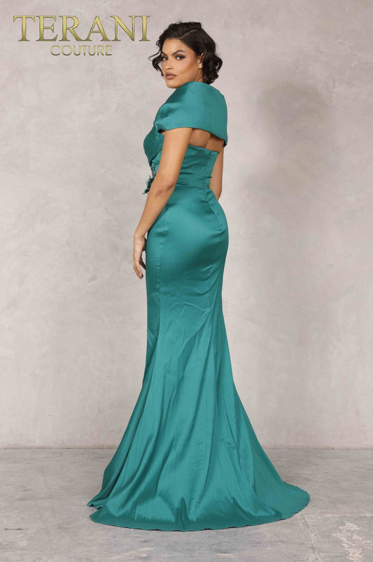 Emerald Long Stretch Mikado Mother of the Bride Dress - 2021m2969