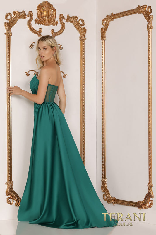V-Neck Wrapped Bodice With A High Slit Dress - 2111P4020