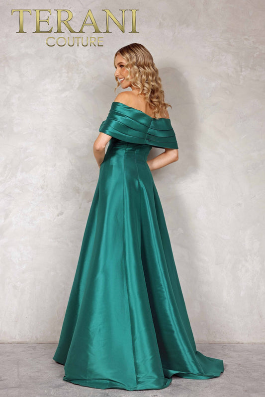 Emerald Long Stretch Mikado Mother of the Bride Dress - 2112m5404