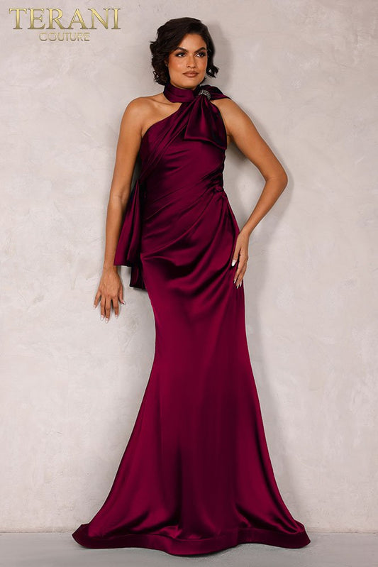 Emerald, OrangeÂ Long Charmeuse Prom Dress - 2112p4313