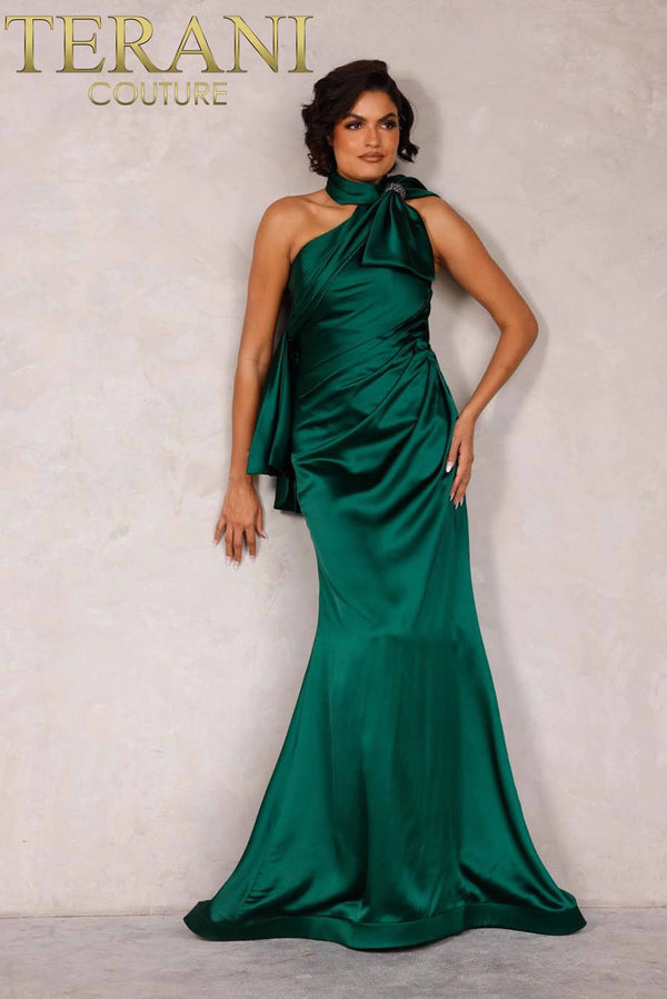 Emerald, OrangeÂ Long Charmeuse Prom Dress - 2112p4313