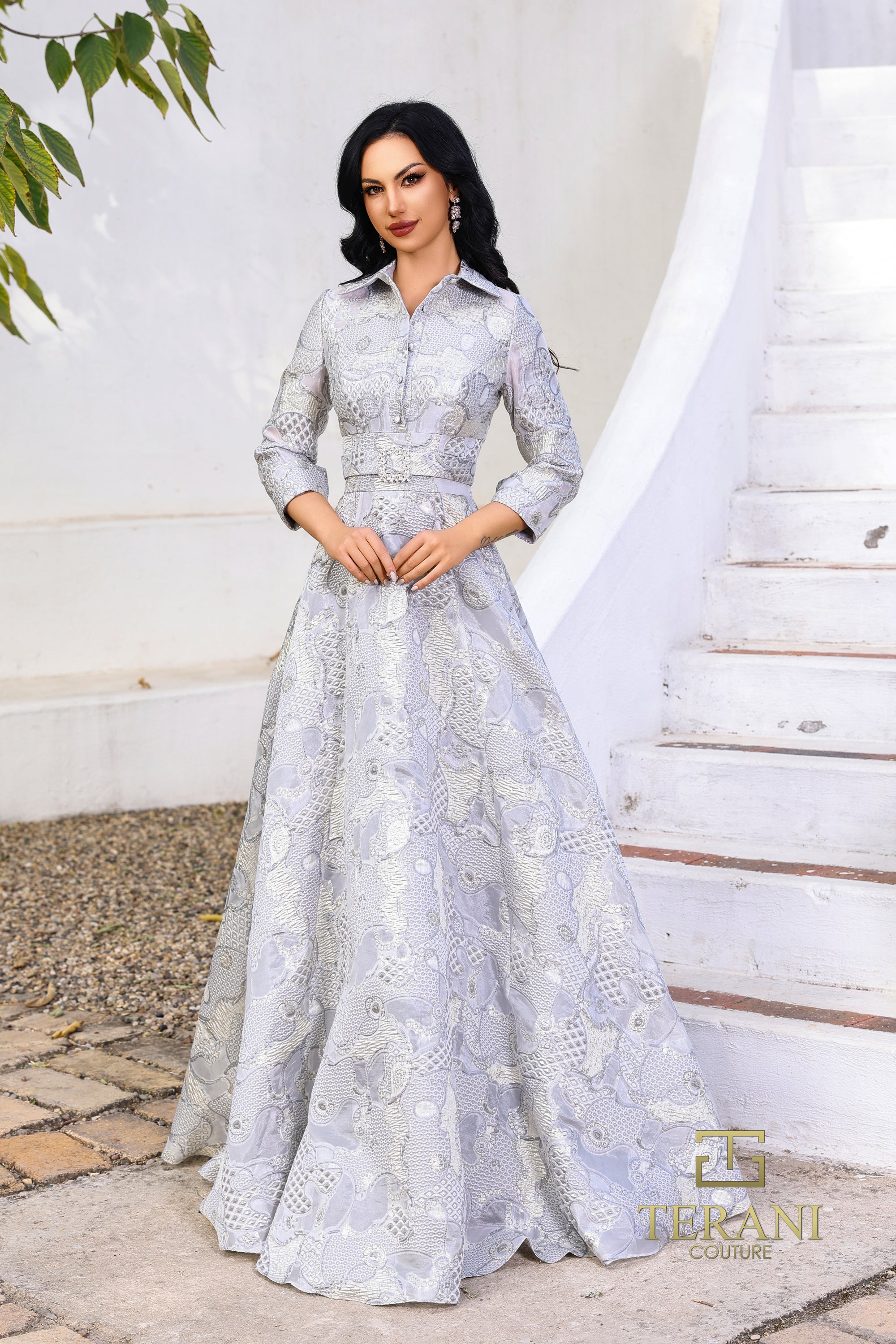 Terani Couture 252M5526 Brocade A-Line Dress
