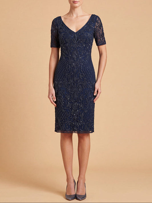 Embellished Midi Dress with Short Sleeves | 28846