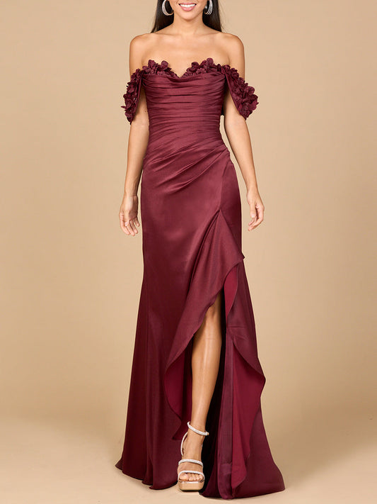 Vestido de crepé con hombros descubiertos | 28916