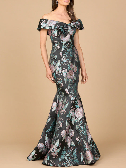 Vestido de brocado estilo sirena, ajustado