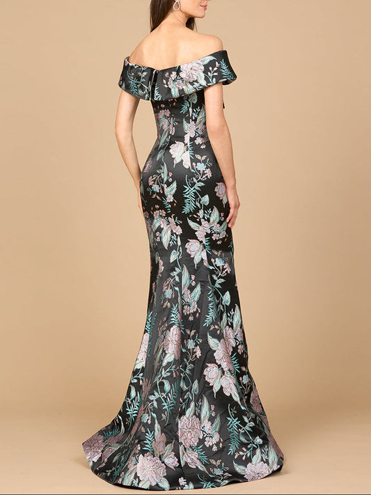 Vestido de brocado estilo sirena, ajustado
