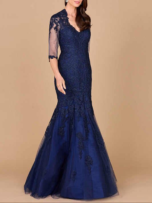 Long Sleeve, Mermaid Lace Gown