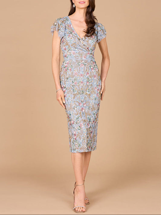 Vestido Midi Floral con Cuentas