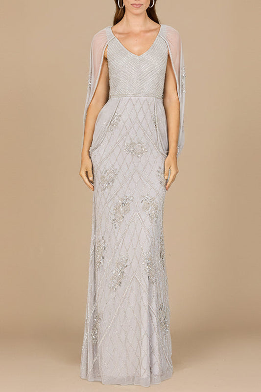 Beaded Cape Sleeve Dress