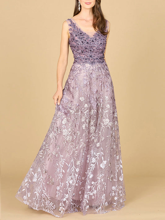 Vestido de gala de encaje con efecto degradado