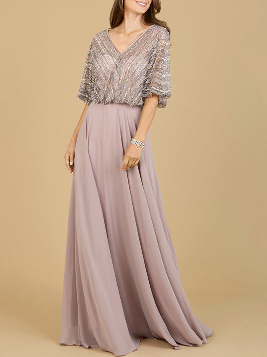 Vestido largo de chifón corte en A