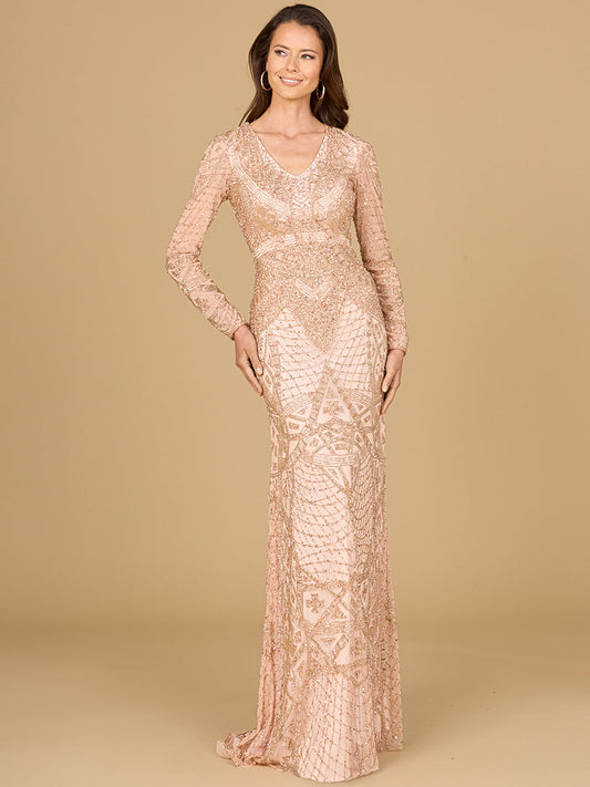 Long Sleeve Beaded Dress