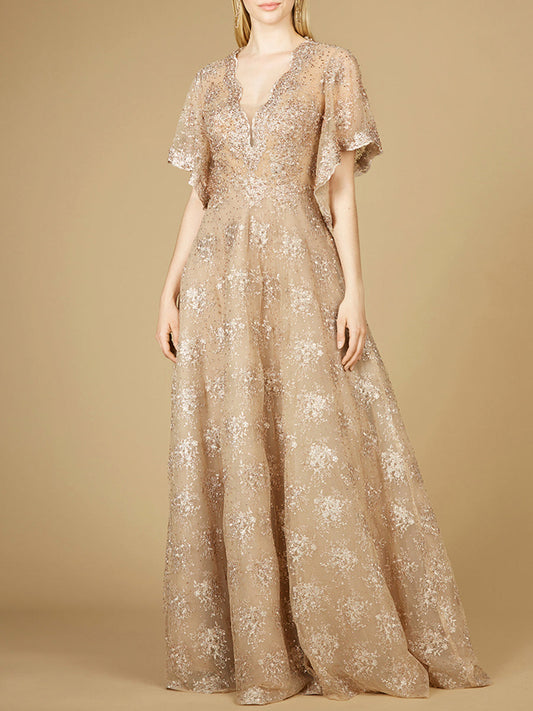Vestido con escote en V y mangas tipo capa | 29237 - OUTLET