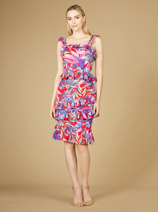 Vestido midi estampado de cuello alto - OUTLET
