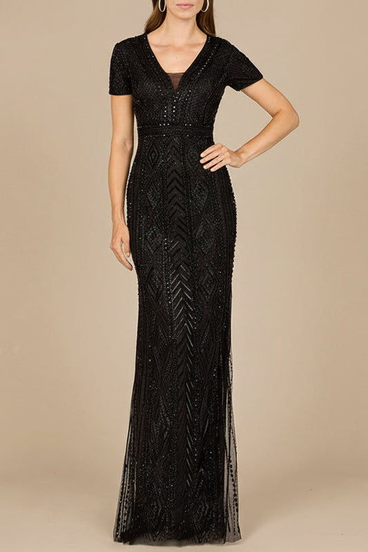 Lara 29606 - Vestido de espalda cerrada y manga corta