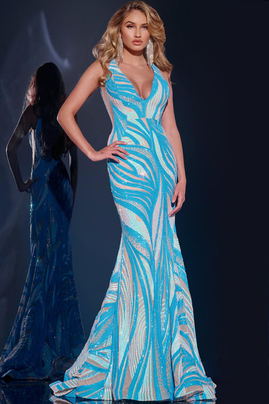 SequinGownwithPlungingNeckline39232