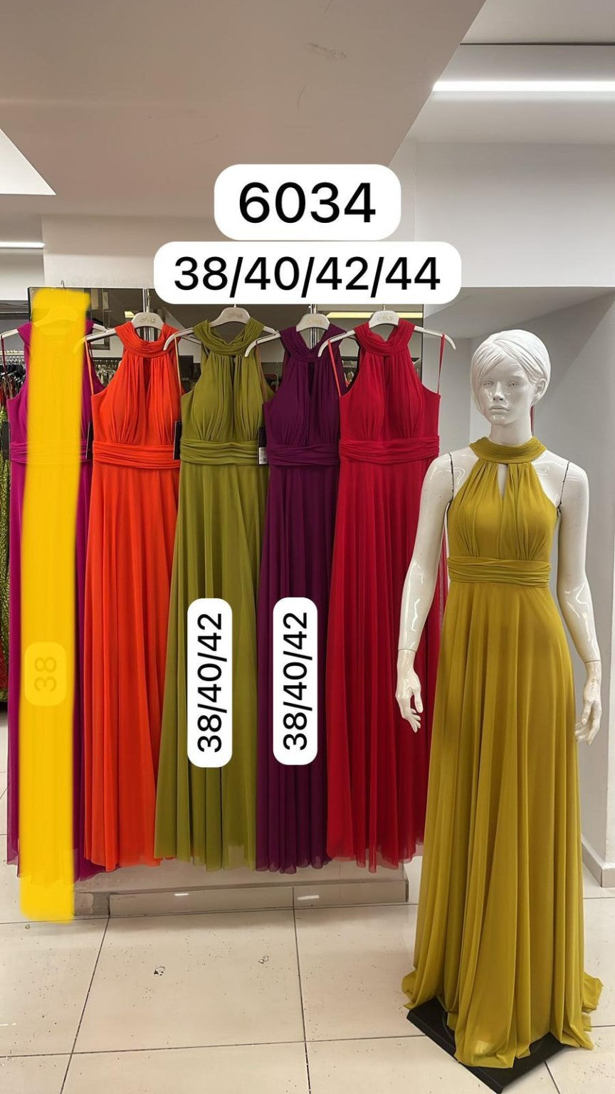 Belameur Gift Dress style 6034 – unbranded pleated halter long evening dress