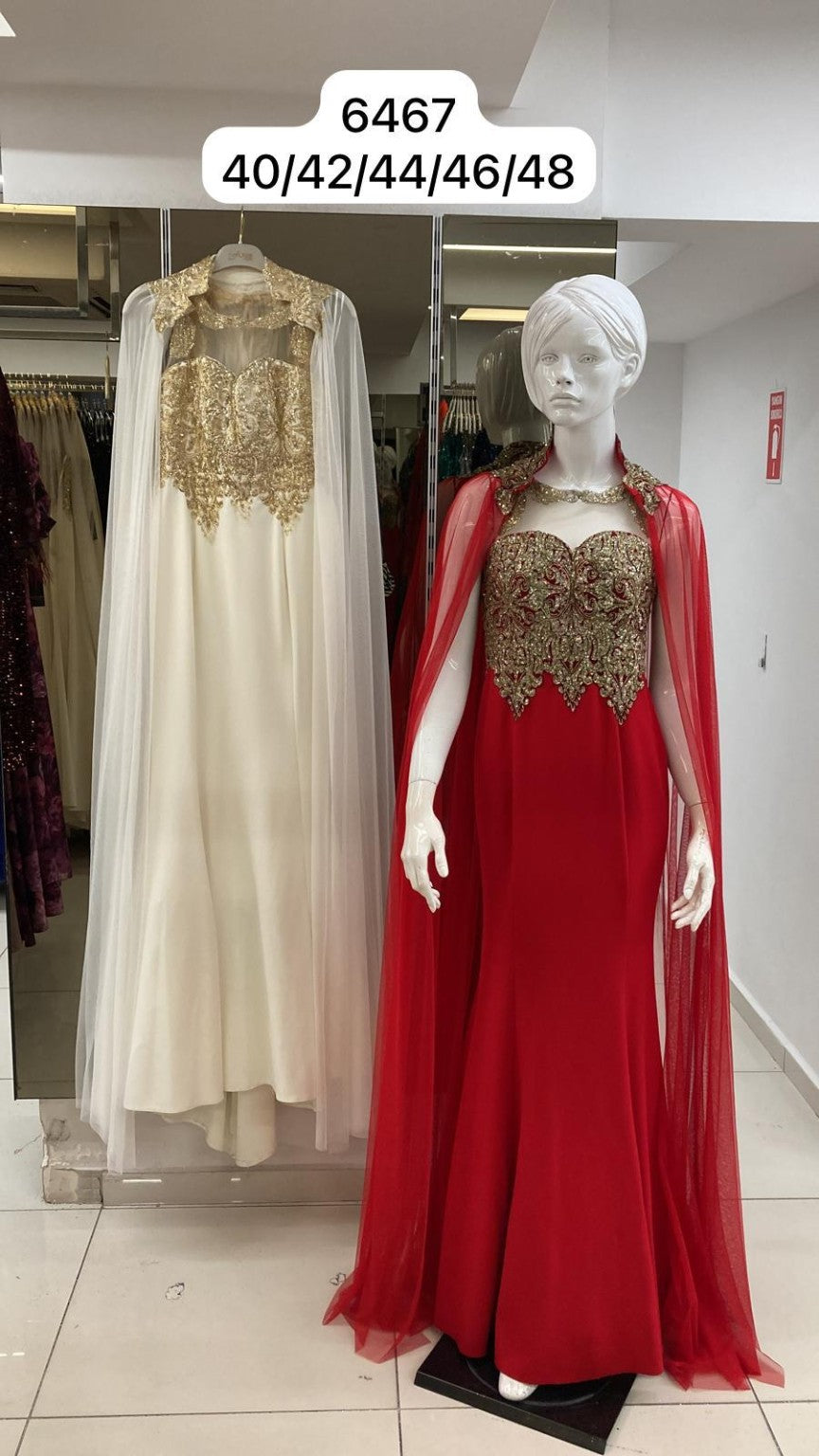 Belameur Gift Dress style 6467 – unbranded embroidered cape formal evening gown