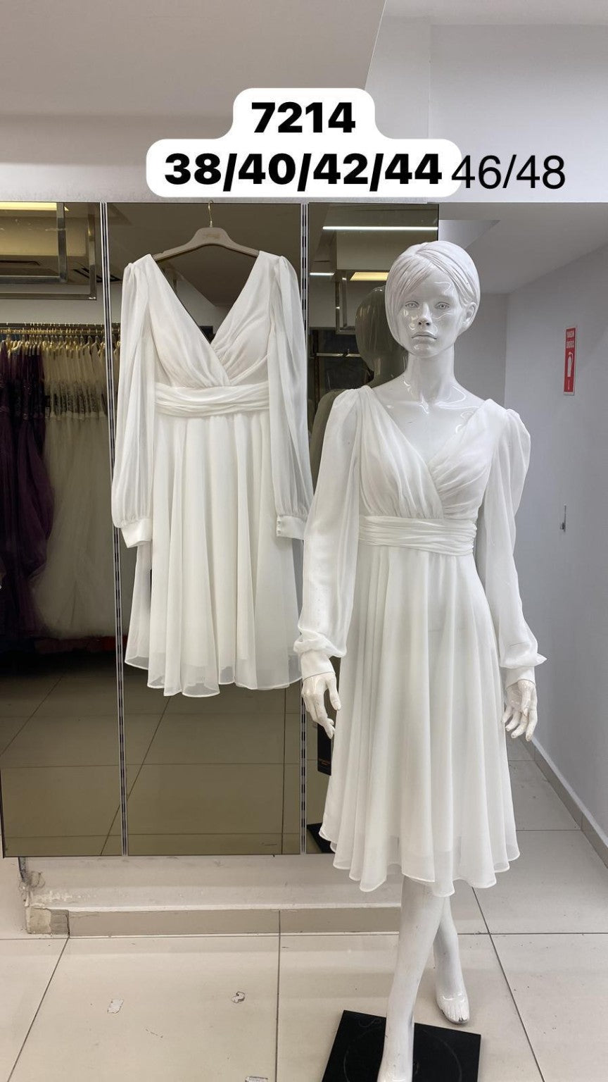 Belameur Gift Dress style 7214 – unbranded long-sleeve white formal dress