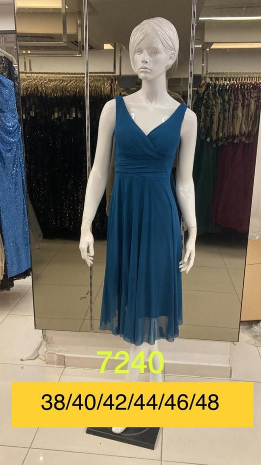 Belameur Gift Dress style 7240 – unbranded petrol blue thick-strap flared midi evening dress